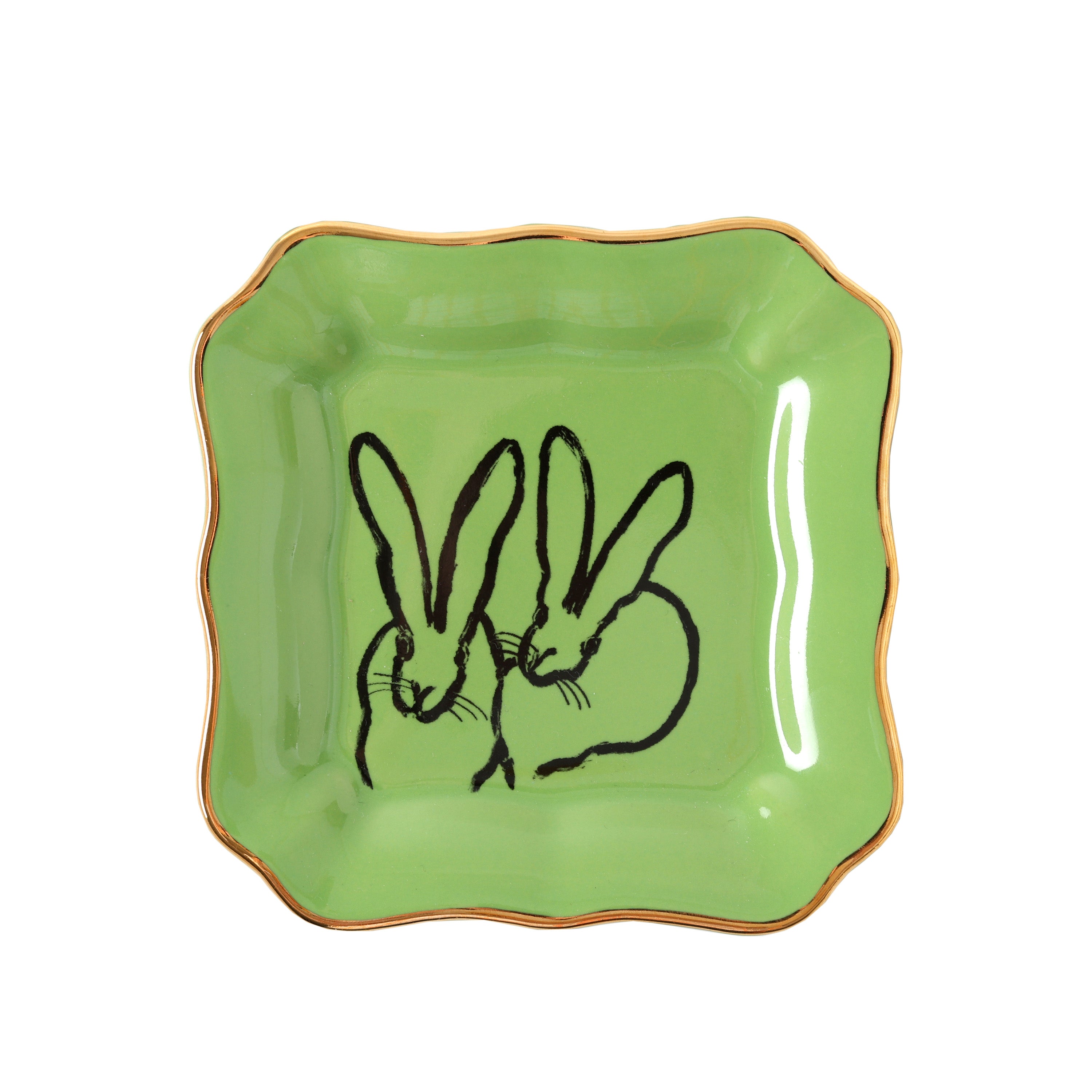 Bunny Portrait Plate - Green | Hunt Slonem