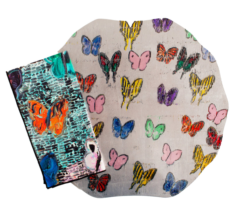 Butterflies Around the World Silver Leaf & Lacquer Placemat, Set of 2
