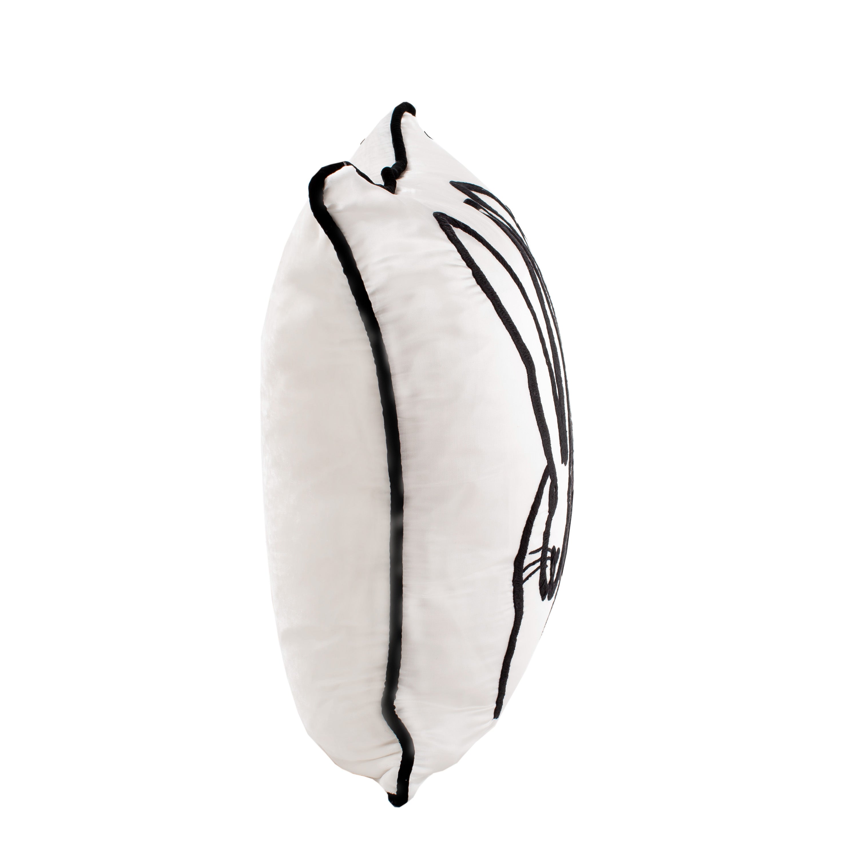 Hand-Embroidered Silk & Velvet Bunny Pillow, White