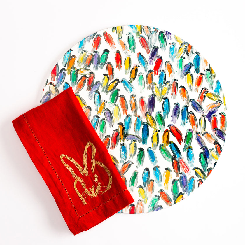 Festive Finches Lacquer Placemat, Set of 2