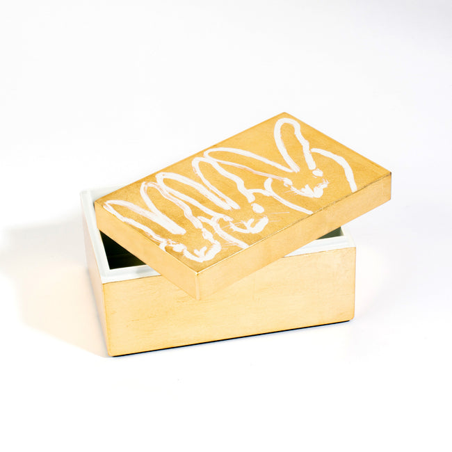 Bunny Trio Gold Leaf Bunny Box