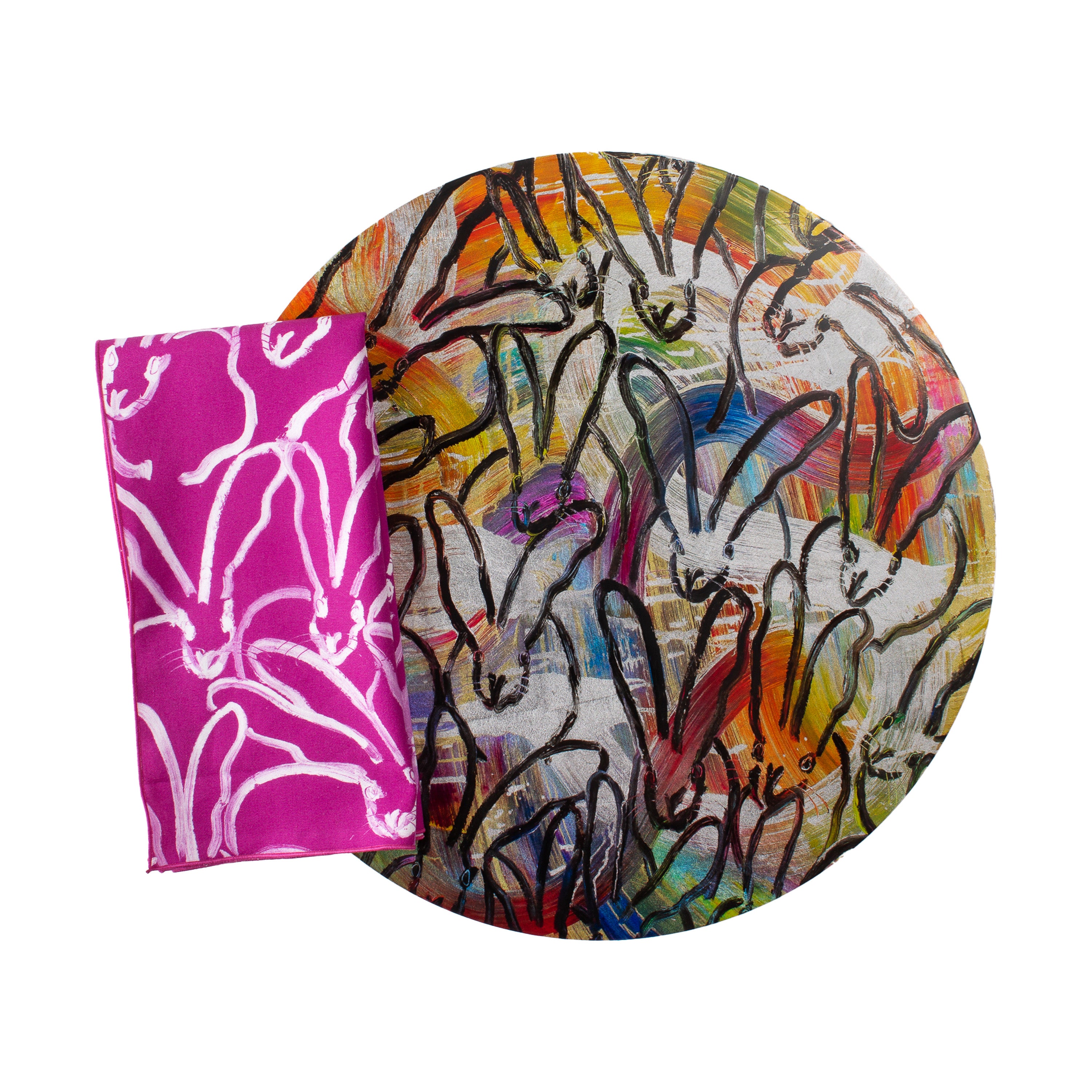 Rabbit Run Cotton Dinner Napkins, Fuchsia, Set of 2
