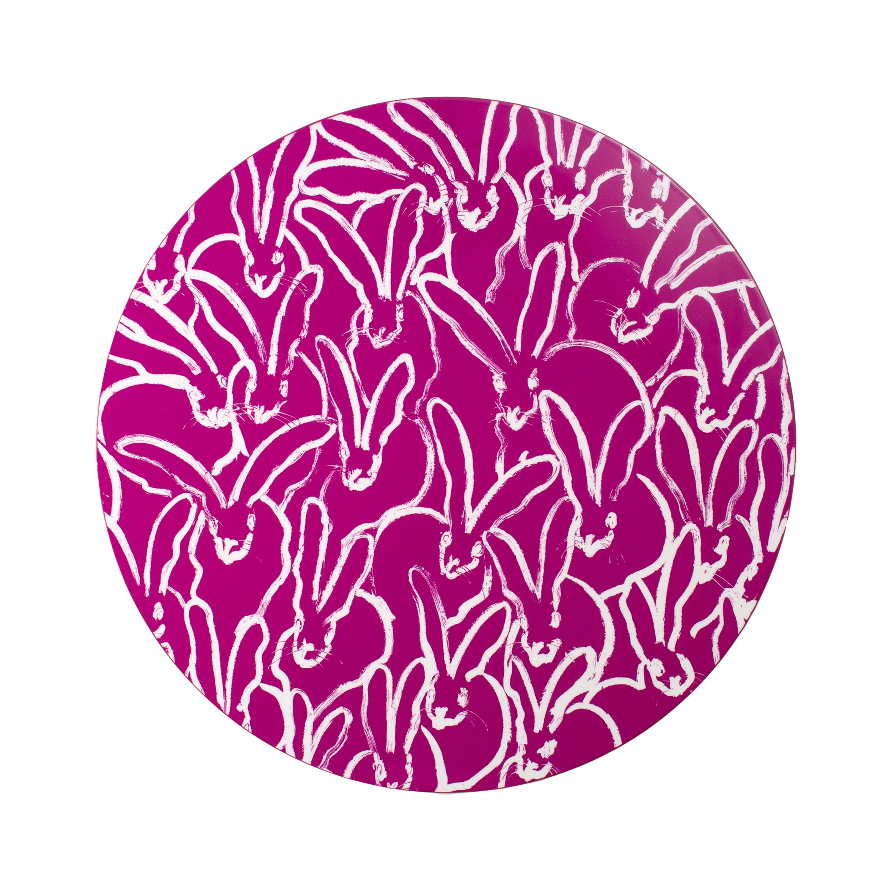 Rabbit Run Round Lacquer Placemat, Fuchsia, Set of 2
