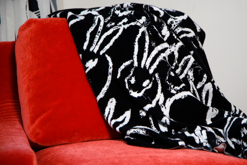 Rabbit Run Cashmere Throw, Black & White