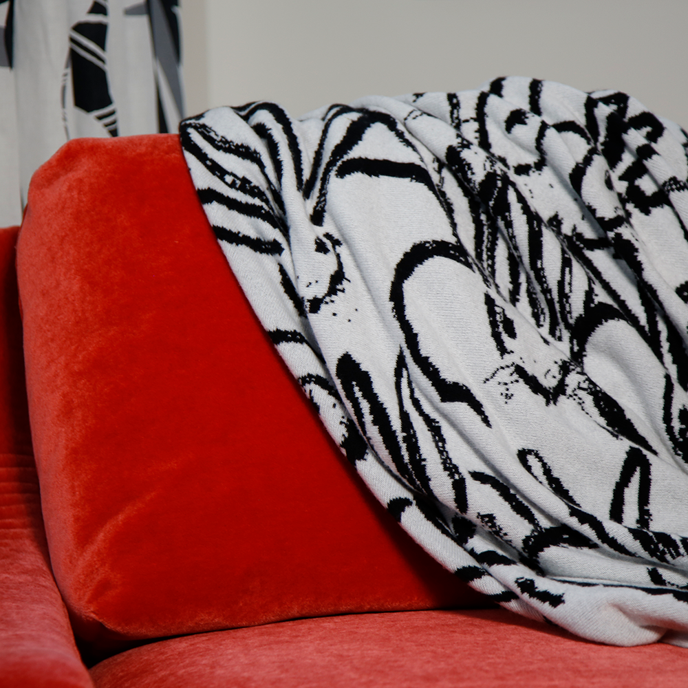 Rabbit Run Cashmere Throw, Black & White