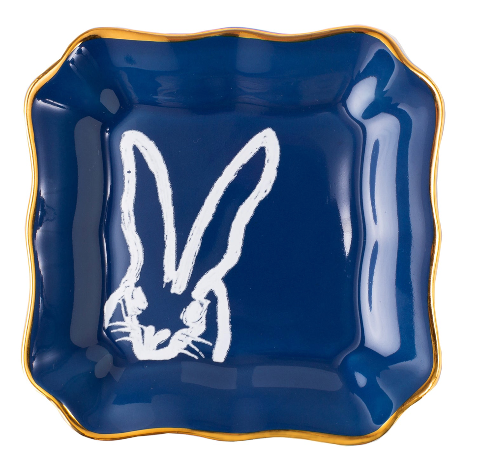 Bunny Portrait Plate with Hand-Painted Gold Rim, Pink