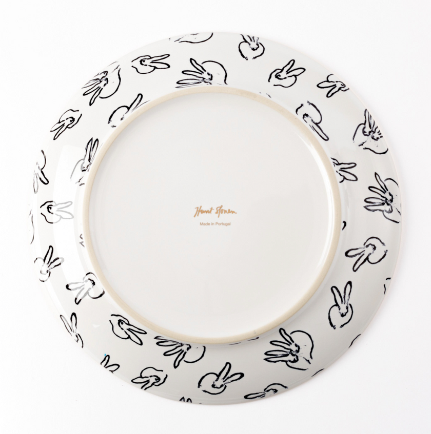 Butterflies Dinner Plate with Hand-Painted Gold Rim, White, Set of 2