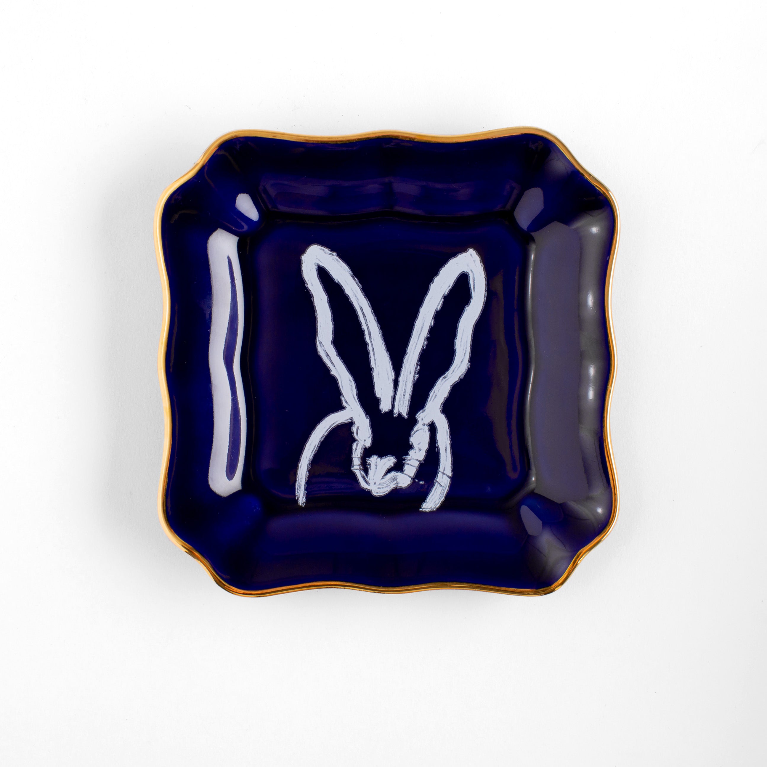 Bunny Portrait Plate with Hand-Painted Gold Rim, Pink