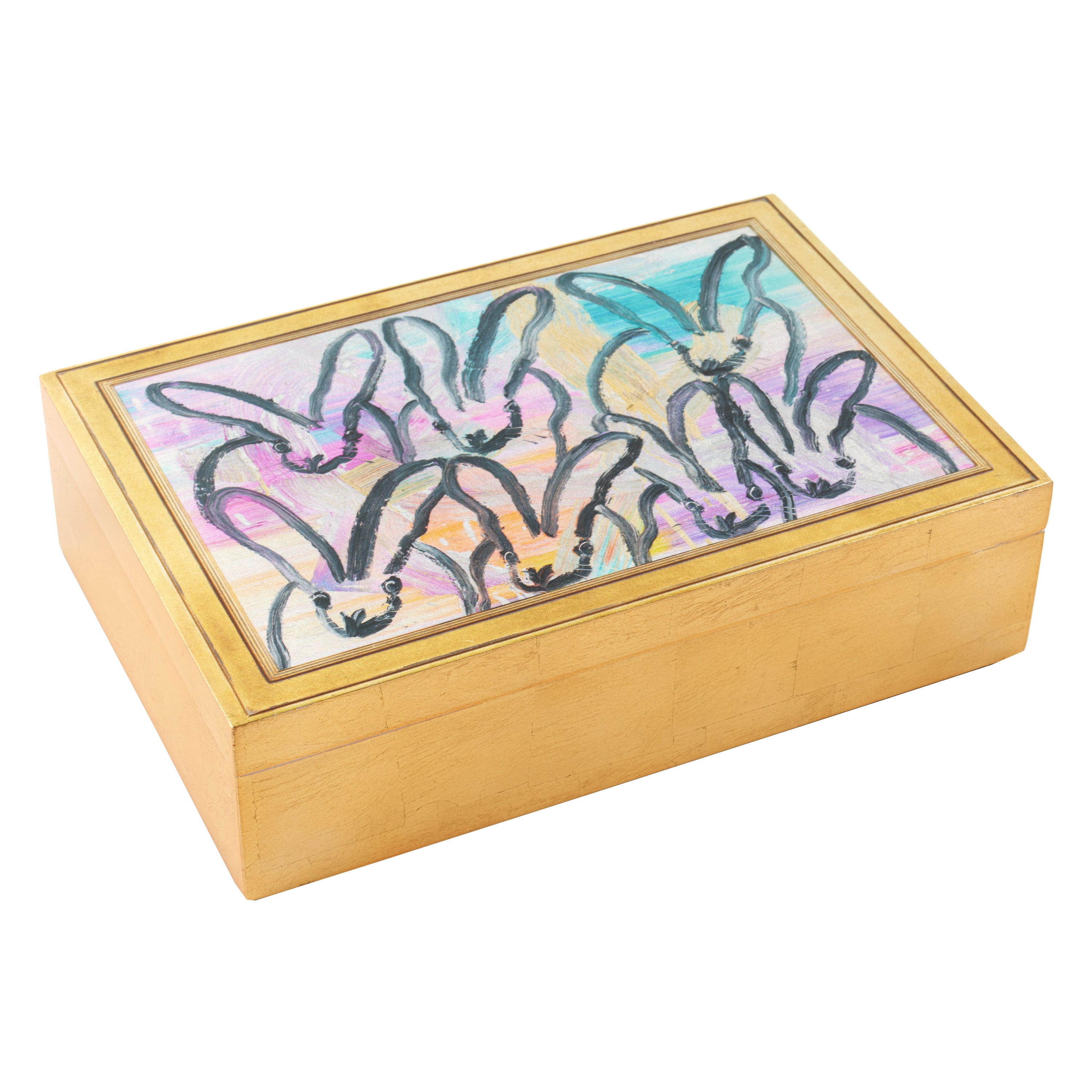 Framed Bunnies Gold Leaf Box