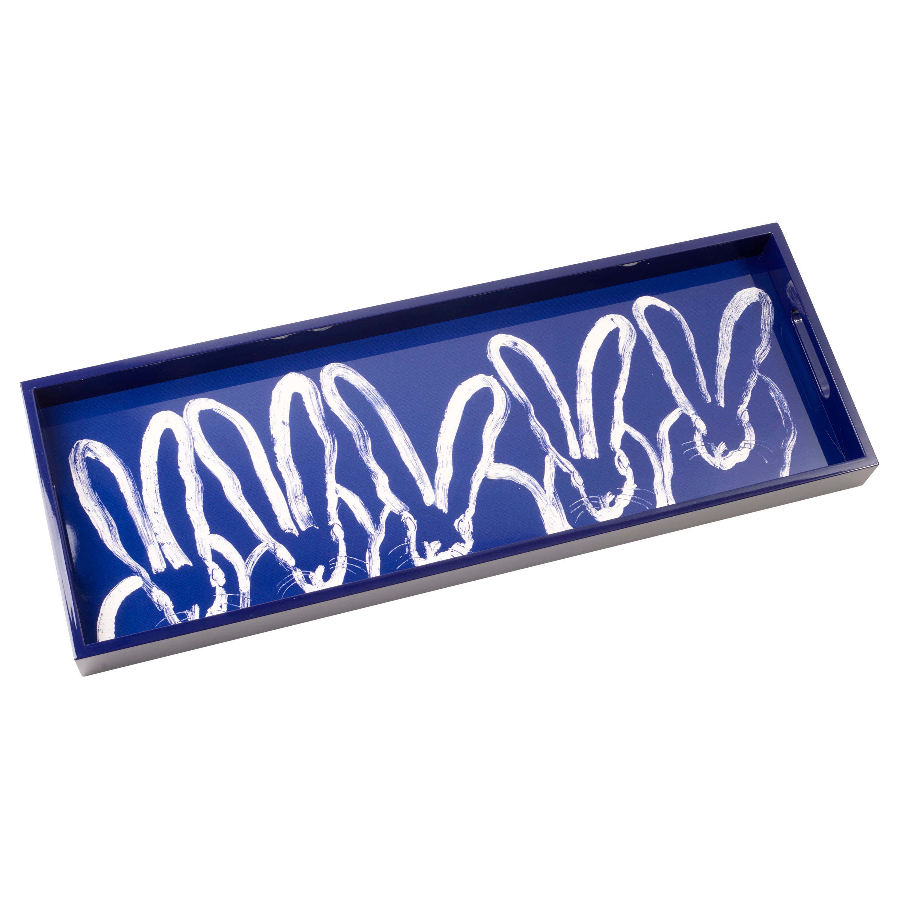 Bunny Conga Long Tray, Cobalt with White Bunnies
