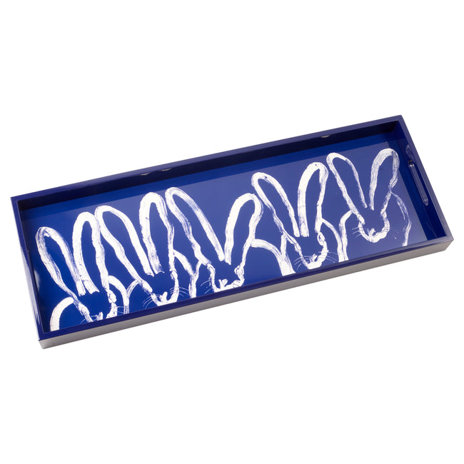 Bunny Conga Long Tray, Cobalt with White Bunnies