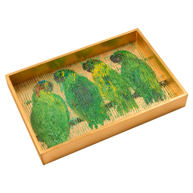 Parrot Song Gold Leaf Vanity Tray