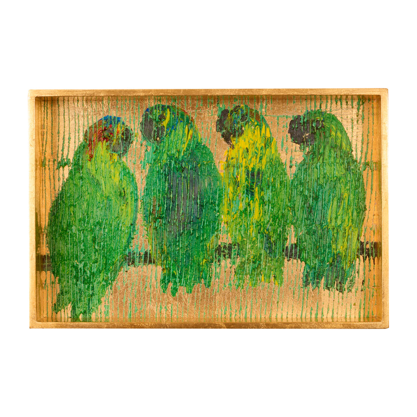 Parrot Song Gold Leaf Vanity Tray