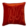 Hand-Embroidered Velvet Bunny Pillow, 22 x 22, Deep Pumpkin