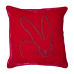 Hand-Embroidered Velvet Bunny Pillow, 22 x 22, Pink