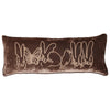 Hand-Embroidered Velvet Menagerie Pillow, Mocha, 14 x 36