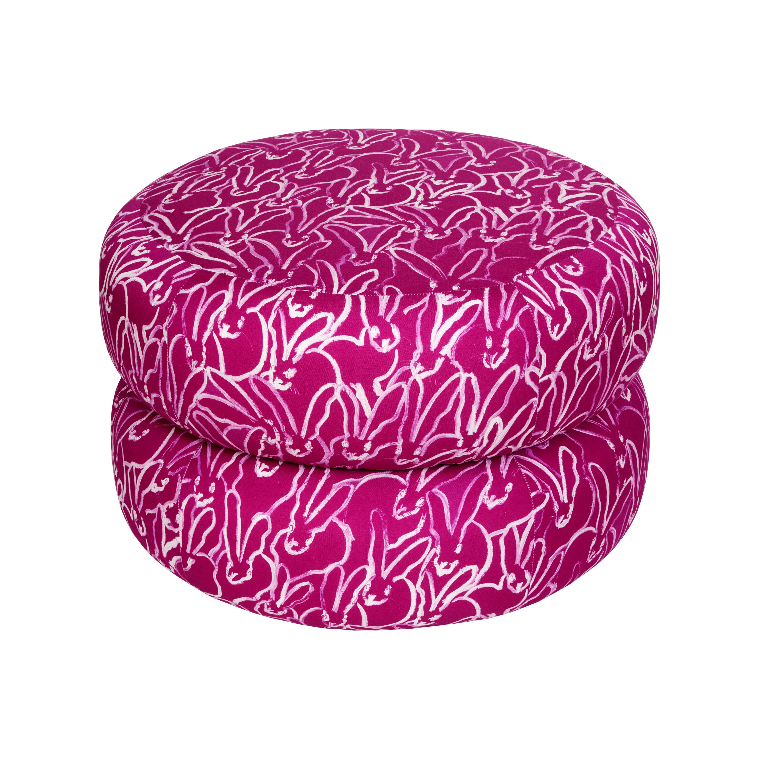 Custom Double Pouf Ottoman in Rabbit Run, Fuchsia – Hunt Slonem