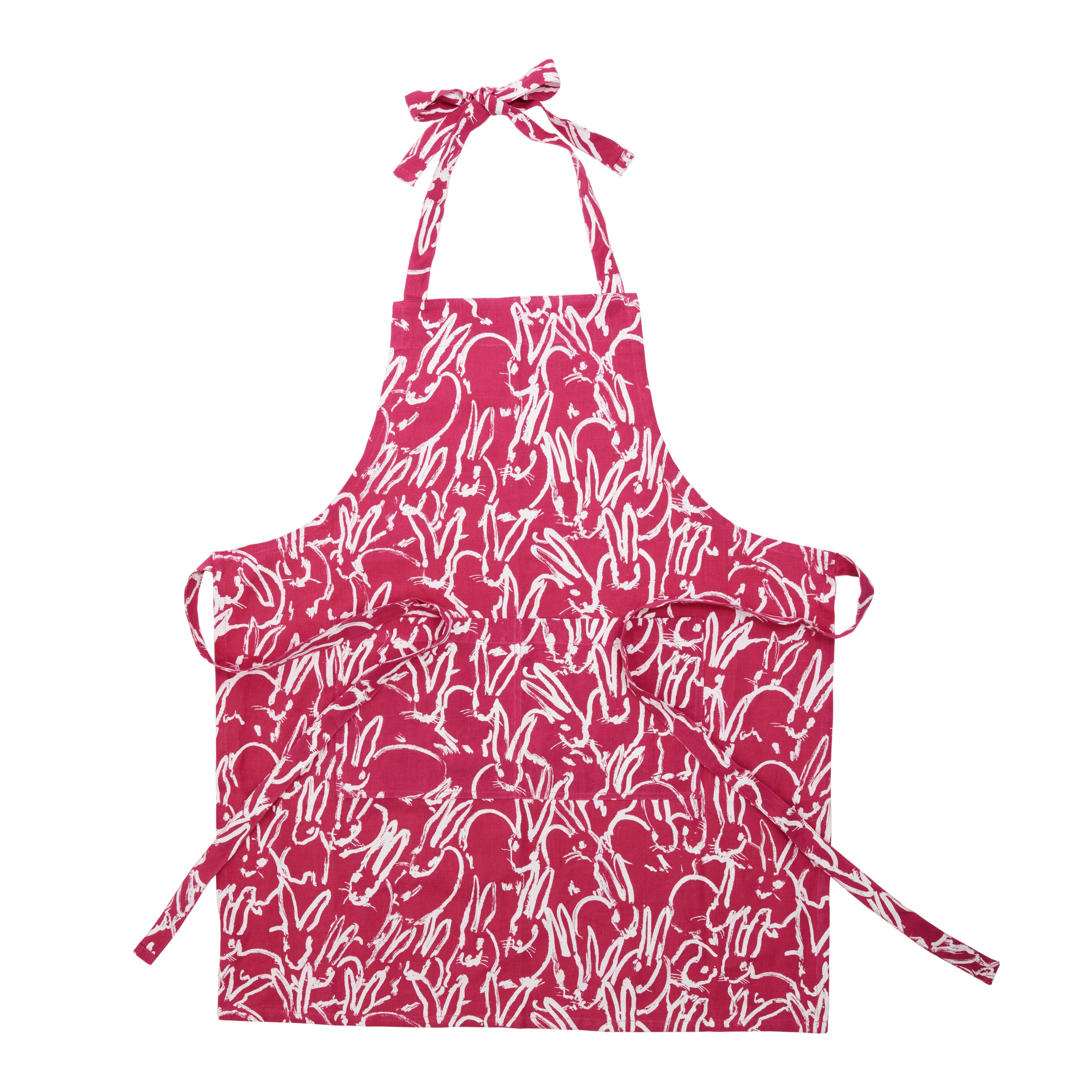 Fluffle Bunny Printed Linen Apron & Oven Mitt Set, Pink