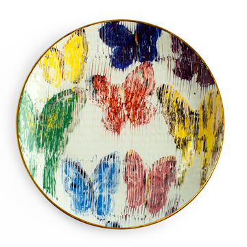 Belle Butterflies Accent Plate with Hand-Painted Gold Rim