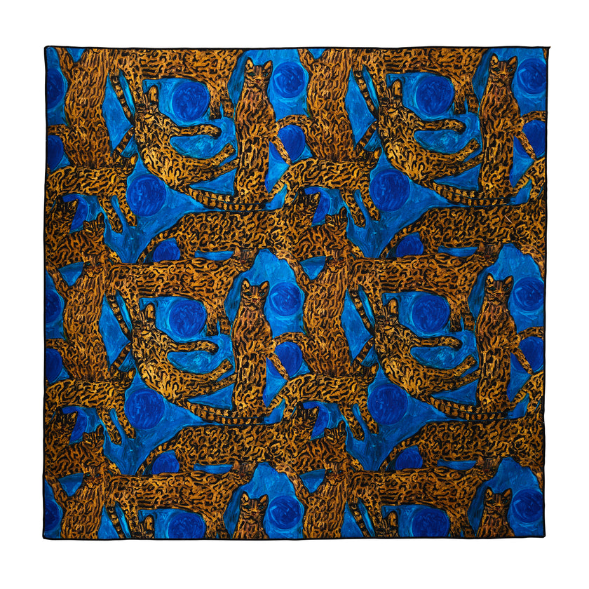 Blue Pearls & Ocelots Cotton Dinner Napkin, Set of 2