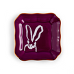 Bunny Portrait Plate with Hand-Painted Gold Rim, Aubergine