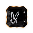 Bunny Portrait Plate with Hand-Painted Gold Rim, Black