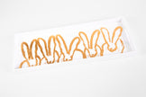 Bunny Conga Long Tray. White with Gold Bunnies
