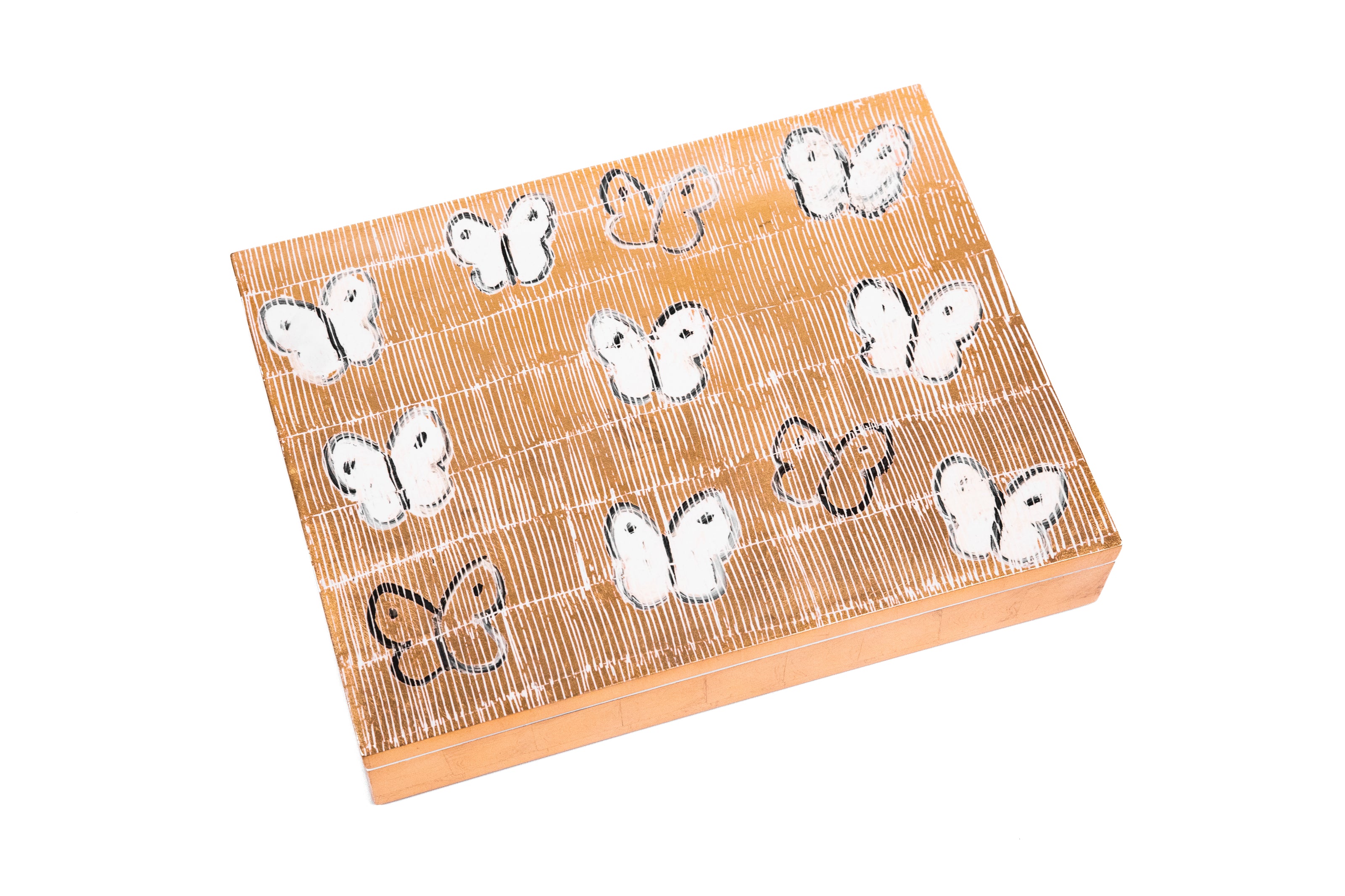 White Ascension Butterflies Gold Leaf Tray