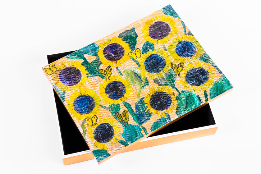 Sunflower Garden Gold Leaf Box