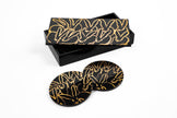 Rabbit Run Coaster Box Set with 6 Coasters, Black with Gold Leaf
