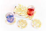 Rabbit Run Coaster Box Set with 6 Coasters, Black with Gold Leaf