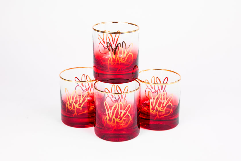 Double Bunny Old-Fashioned Glasses, Red