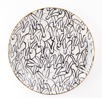 Rabbit Run Accent Plate with Hand-Painted Gold Rim