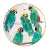 Parrot Accent Plate with Hand-Painted Gold Rim, Set of 2