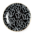 Butterflies Dinner Plate with Hand-Painted Gold Rim, Black, Set of 2