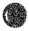 Butterflies Dinner Plate with Hand-Painted Gold Rim, Black, Set of 2