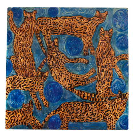 Blue Pearls & Ocelots Lacquer Placemat, Set of 2