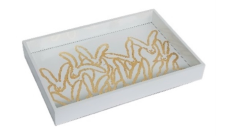 Rabbit Run Vanity Tray, Black and Gold Leaf