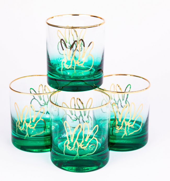 Double Bunny Old-Fashioned Glasses, Green