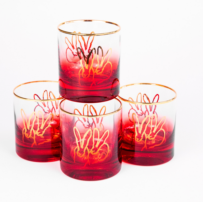Double Bunny Old-Fashioned Glasses, Red