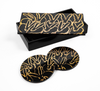 Rabbit Run Coaster Box Set with 6 Coasters, Black with Gold Leaf