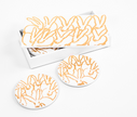 Rabbit Run Coaster Box Set with 6 Coasters, White with Gold Leaf