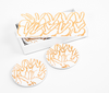 Rabbit Run Coaster Box Set with 6 Coasters, White with Gold Leaf