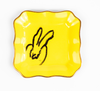 Bunny Portrait Plates with Hand-Painted Gold Rim, Yellow