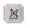 Bunny Portrait Plates with Hand-Painted Gold Rim, Gray
