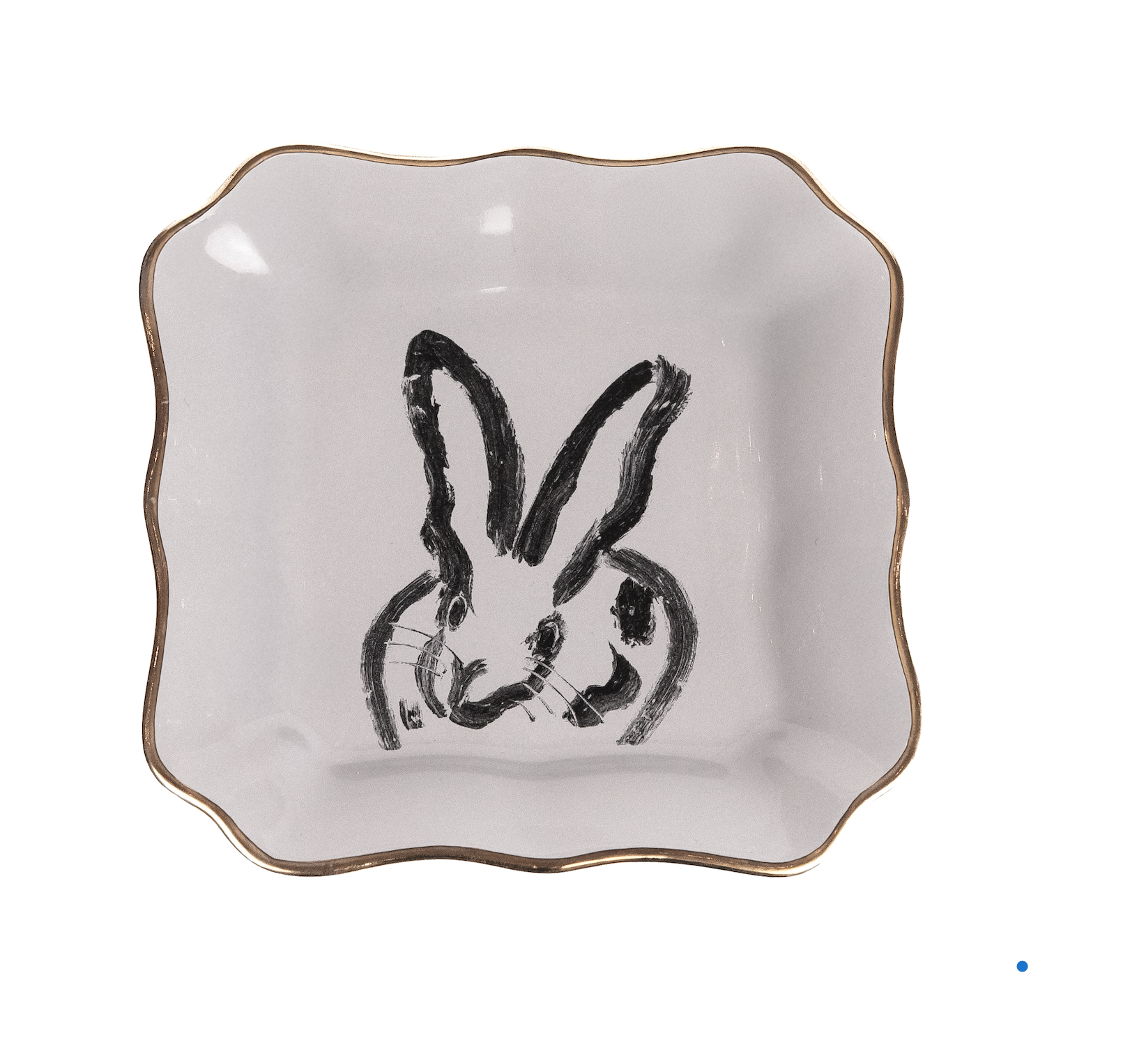 Bunny Portrait Plates with Hand-Painted Gold Rim, Gray