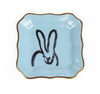 Bunny Portrait Plates with Hand-Painted Gold Rim, Tiffany Blue