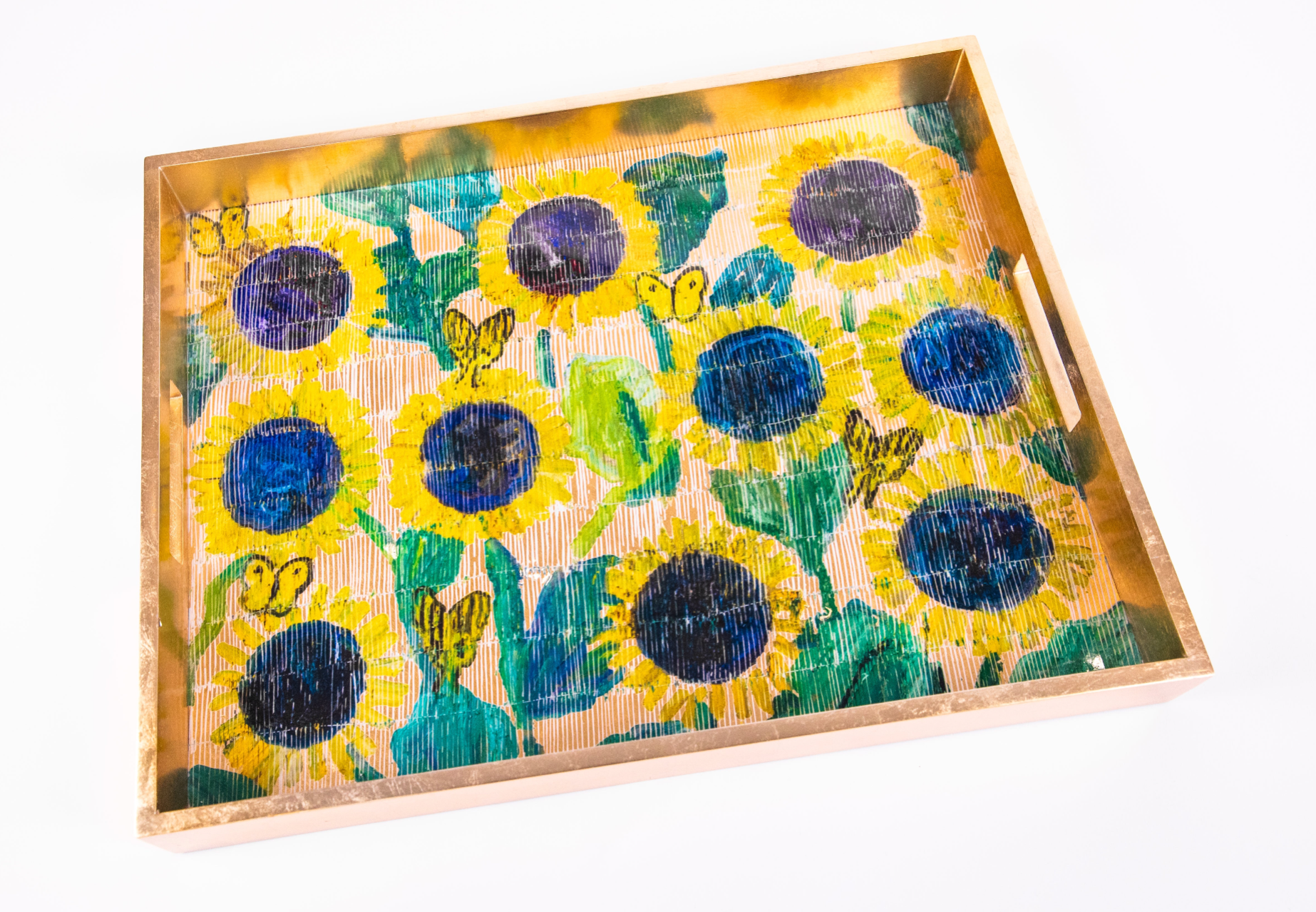 Sunflower Garden Gold Leaf Tray