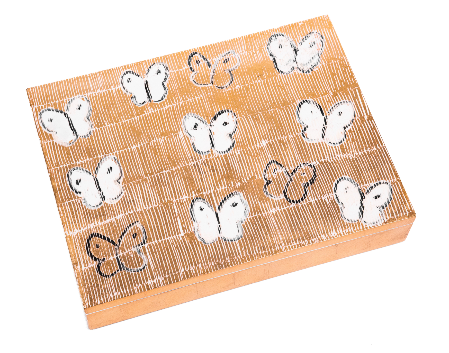 White Ascension Butterflies Gold Leaf Box