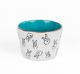 Bunny Bar Bowl with Turquoise Interior & Hand-Painted Gold Rim